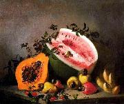 unknow artist Papaya and watermelon oil painting on canvas